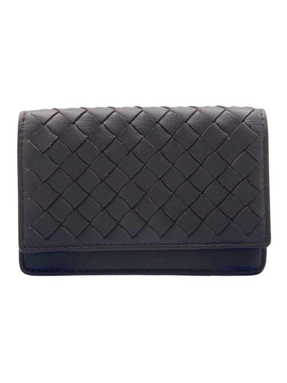 Bottega Veneta Card Case Intrecciato Dark Brown Leather